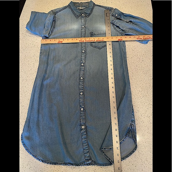 Denim Chambray Shirt Dress Tunic Kimono - Picture 9 of 13